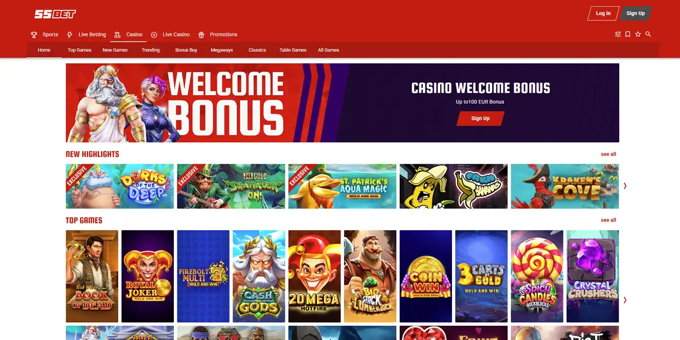 55 bet online casino games review by casinos club