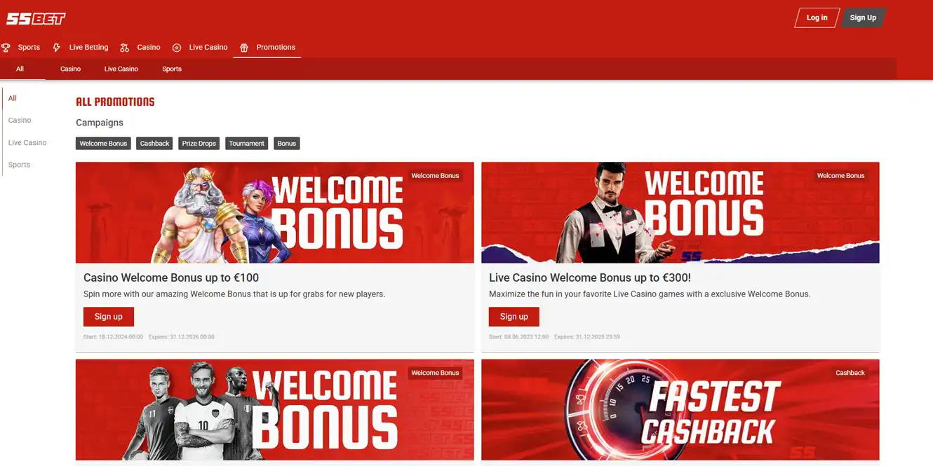 55 bet online casino promotions review by casinos club