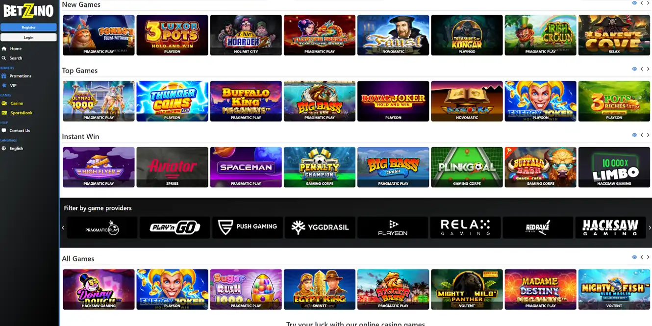 betzino online casino games by casinos club