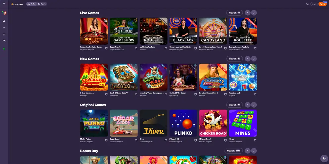 coolzino online casino live games review by casinos club