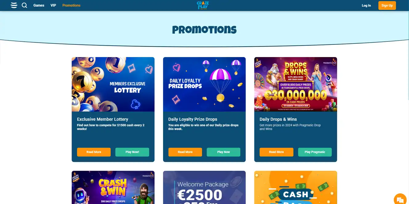 craze play review casino bonuses and promotions