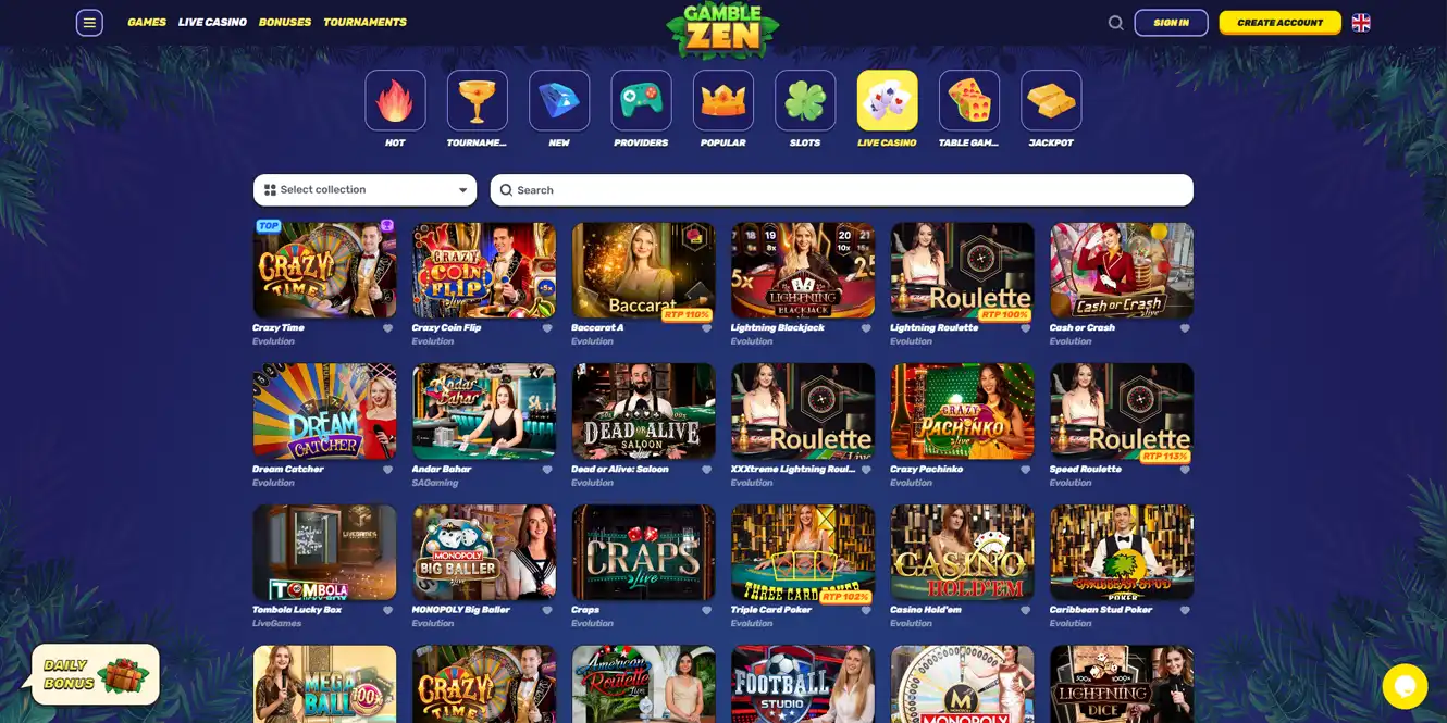 gamblezen casino review live casino games