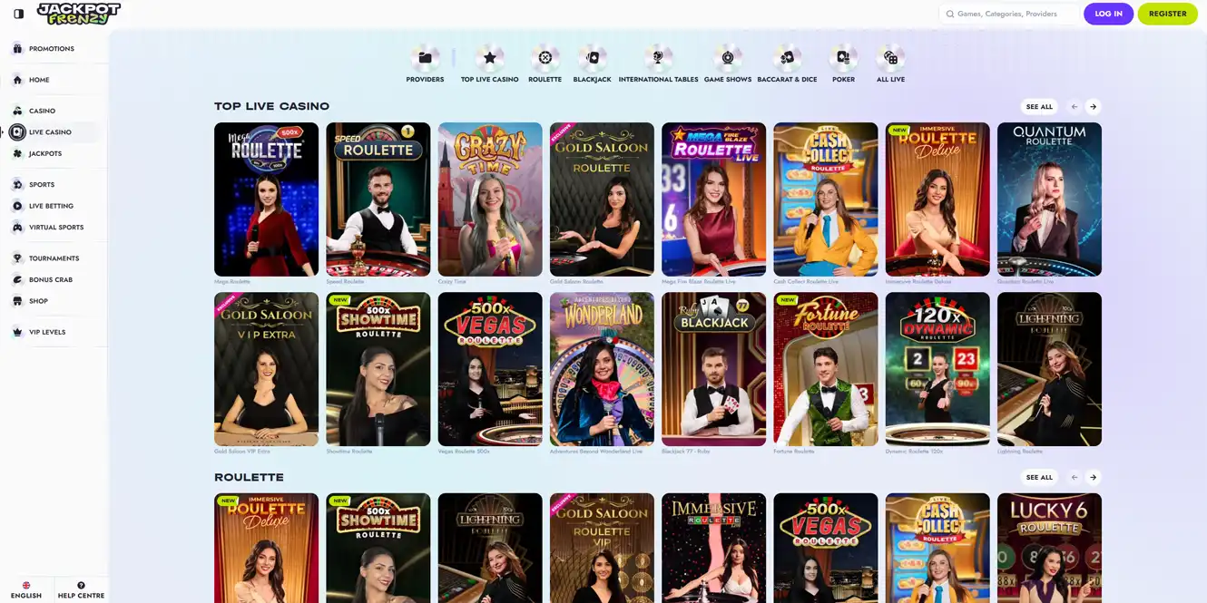 jackpot frenzy online casino live games review by casinos club