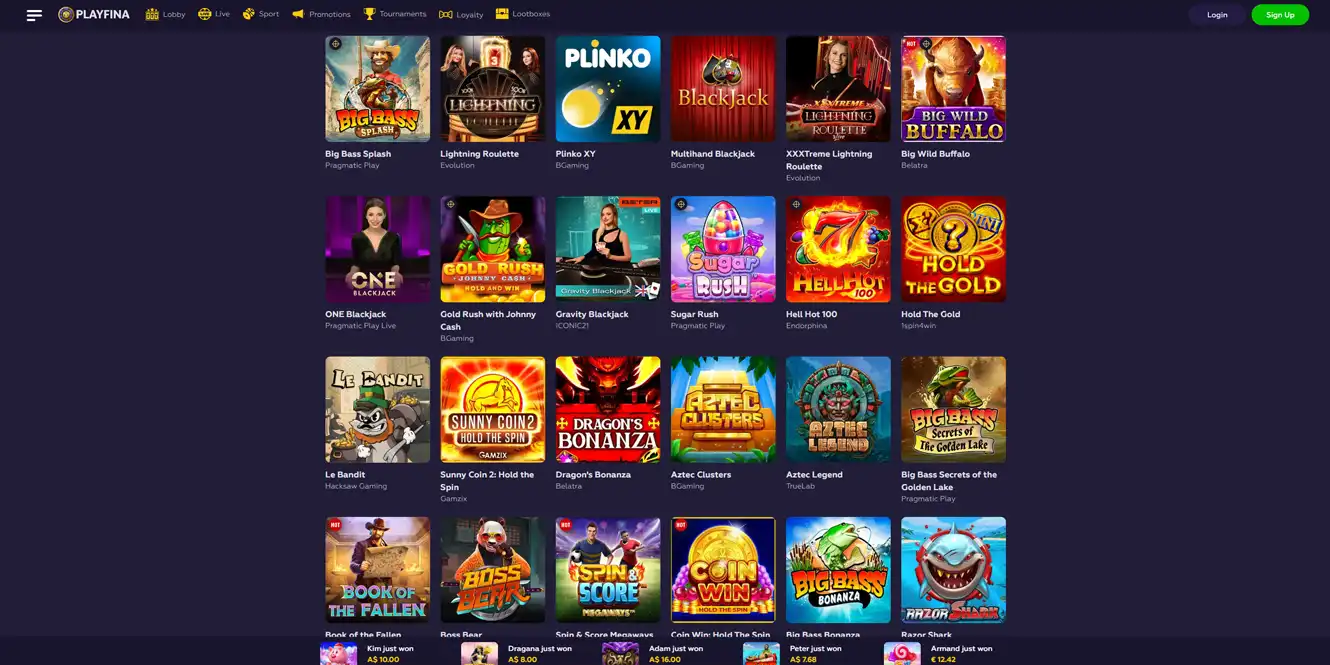 playfina casino games review by casinos club