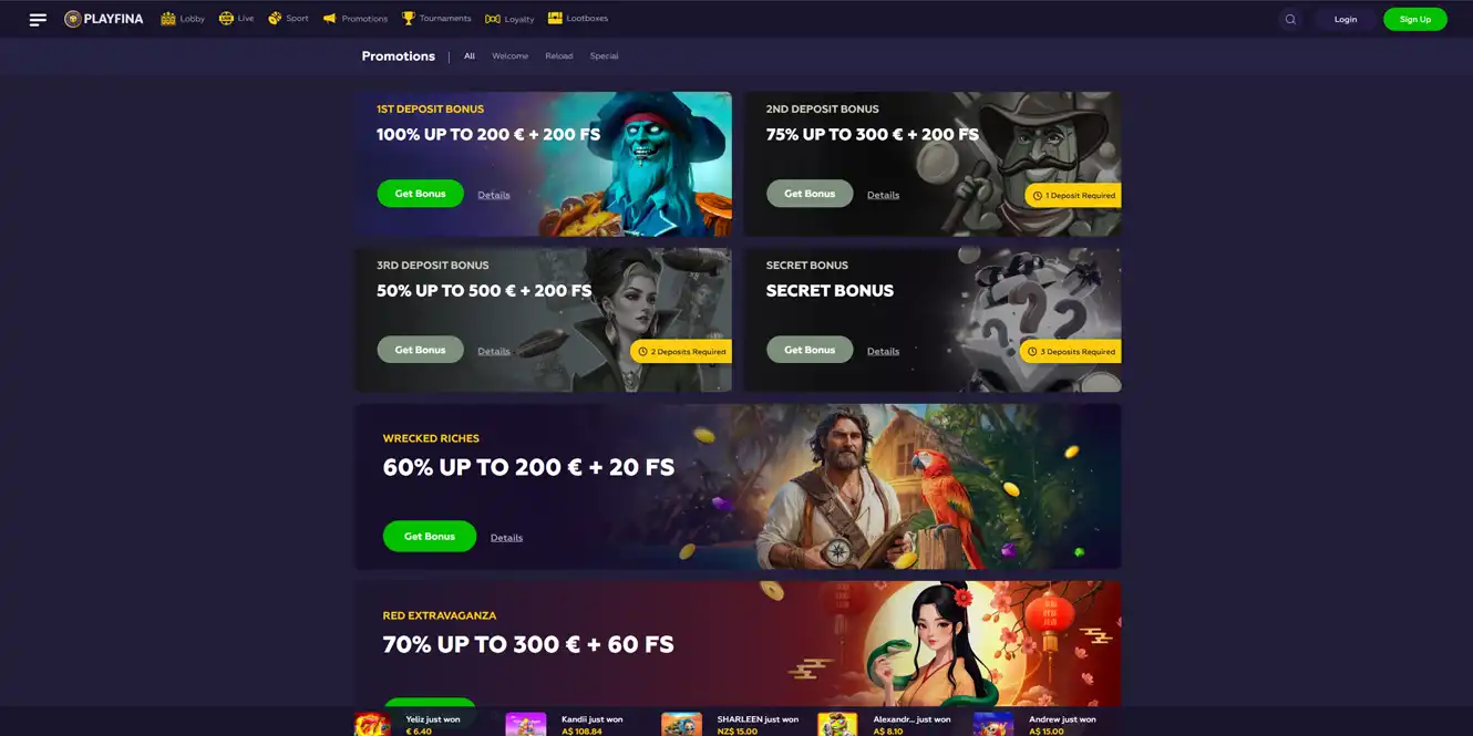 playfina casino promotions review by casinos club