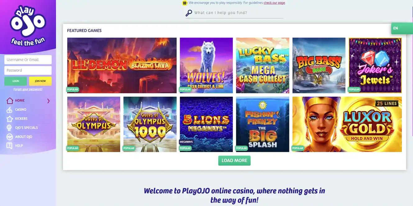 playojo online casino games by casino club