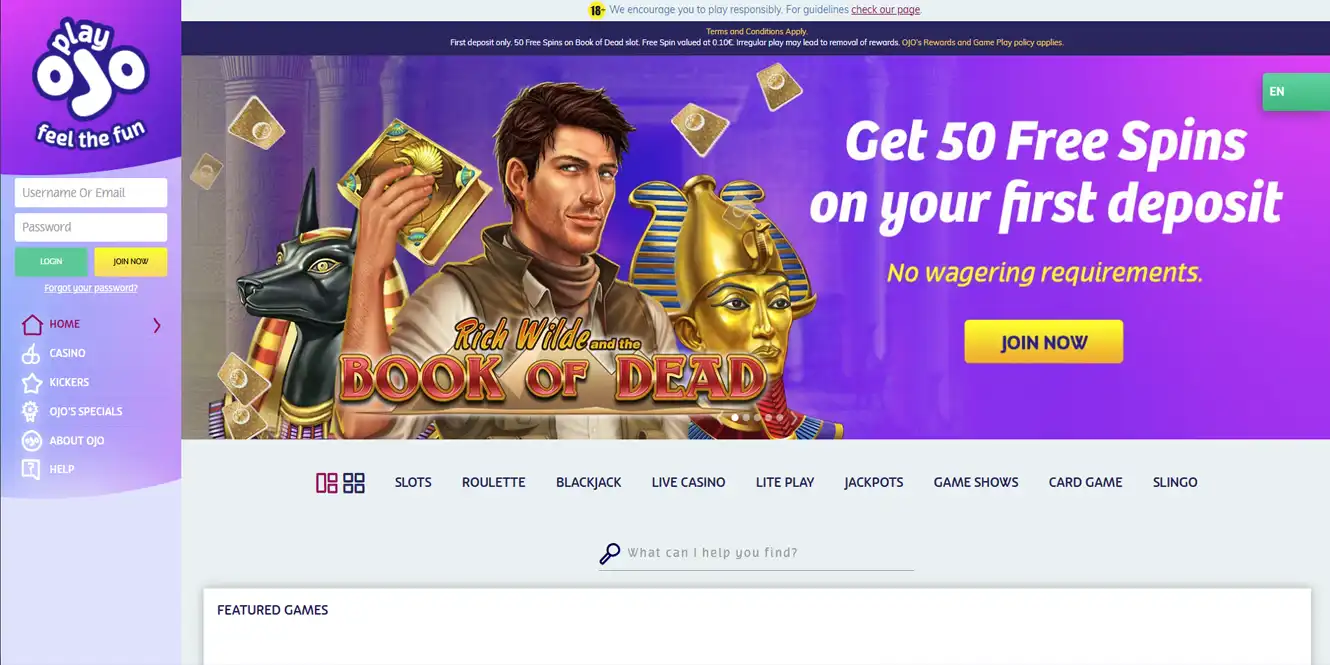 playojo online casinos home page