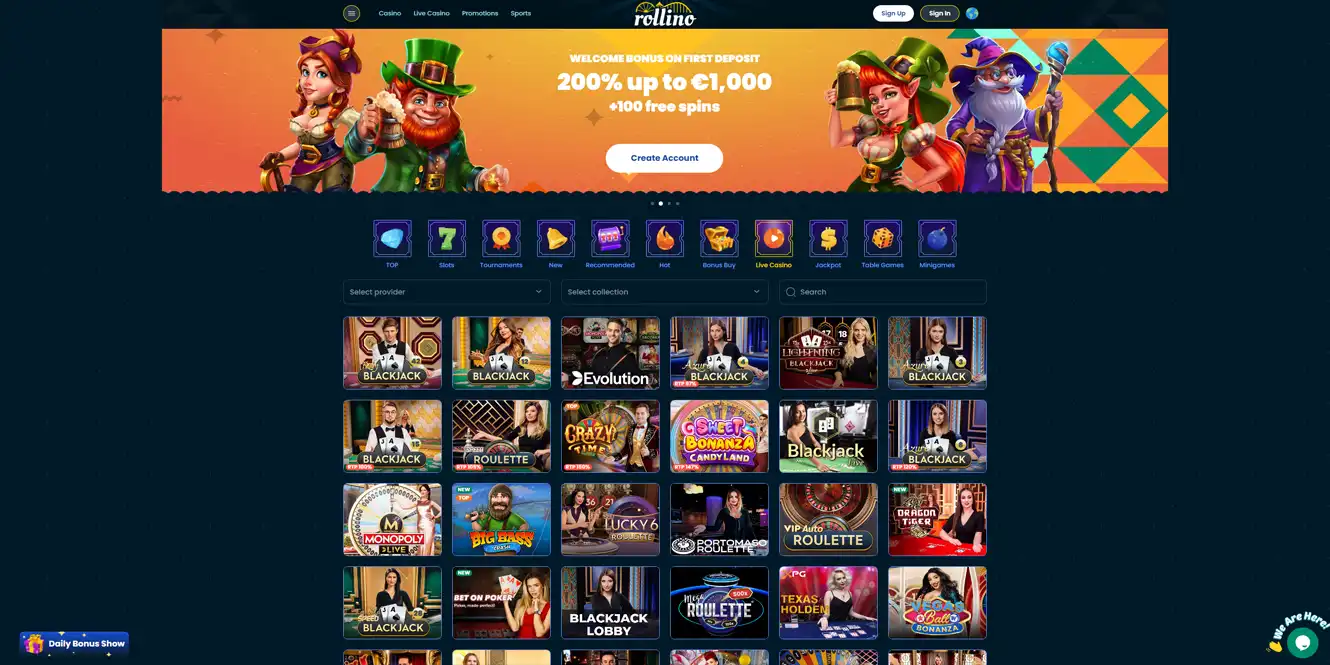 rollino live games review by casinos club