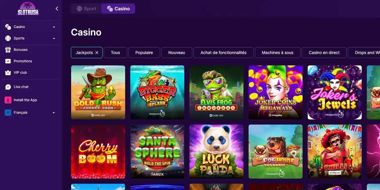 slotrush casino review jackpots