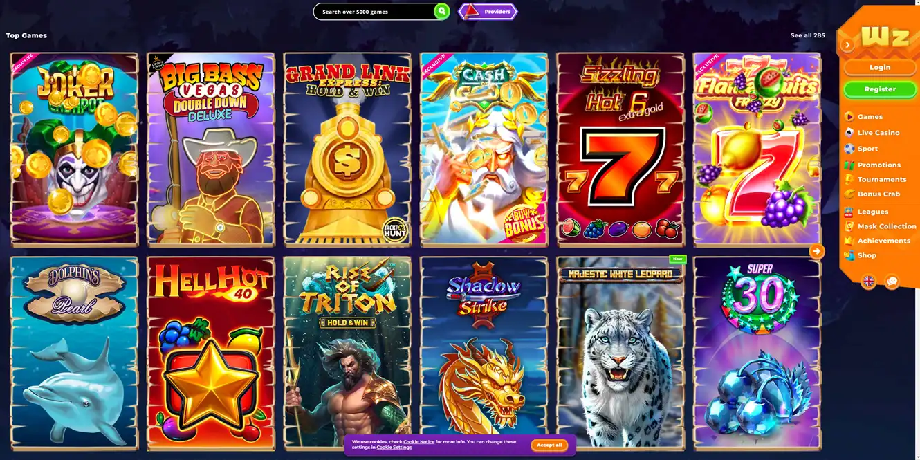 wazamba online casino games by casinos club