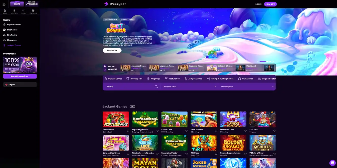 weezybet online jackpot games review by casinos club