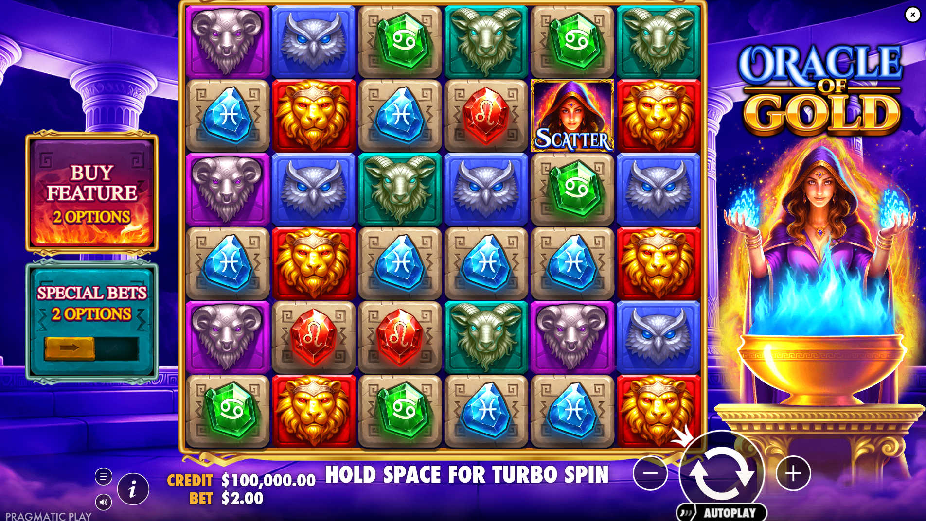 A screenshot of the new Oracle of Gold slot game from Pragmatic Play